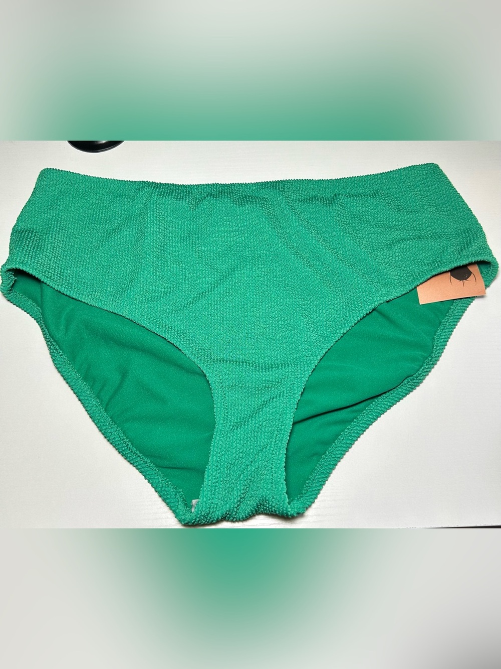 Shade & Shore Women Bikini Bottom Size 1X Green High Waisted Textured Stylish